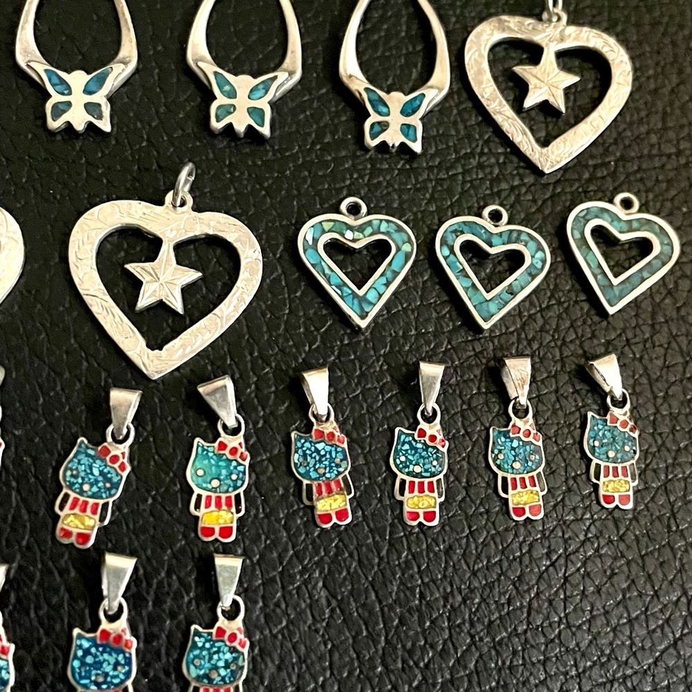 Lot of sterling silver Mexican turquoise pendants - Picture 7 of 11